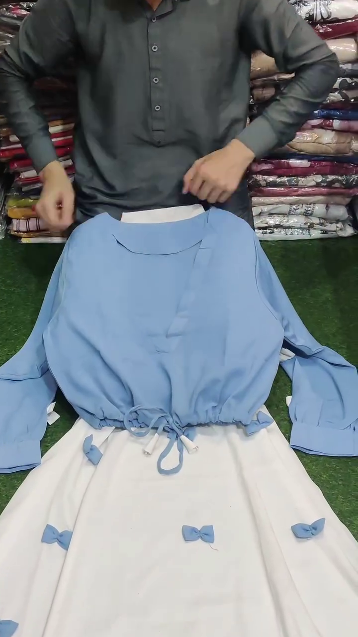 💙 Elegant Bow-Detail Co-Ord Set – Graceful & Trendy Look