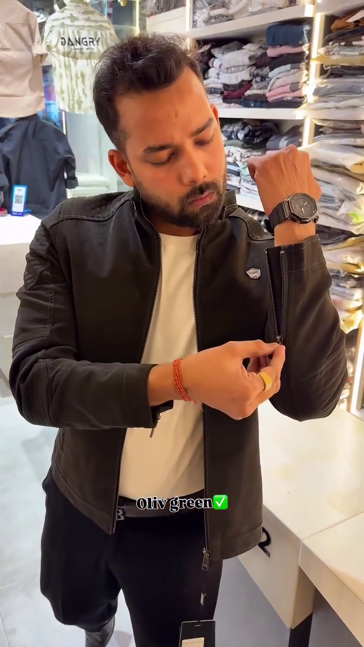 Premium Olive Green Biker Jacket – Bold Winter Essential 🧥✨