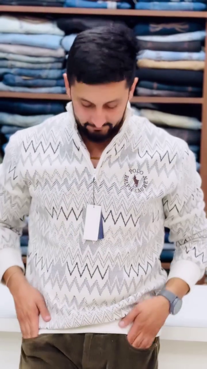 🌟 Premium Zig-Zag Knit Zipper Sweater – Smart Winter Essential ❄️🧥