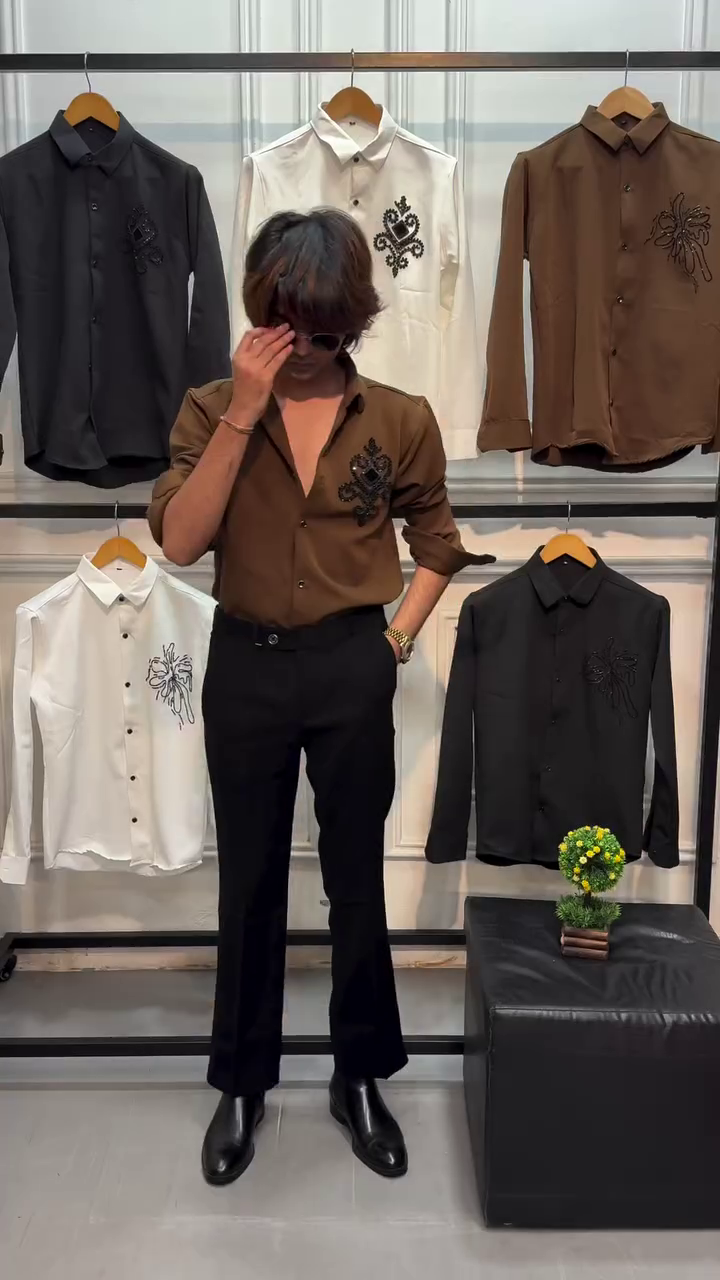 🌟 Regal Charm Embroidered Men’s Shirt – Premium Party & Occasion Wear 🌟