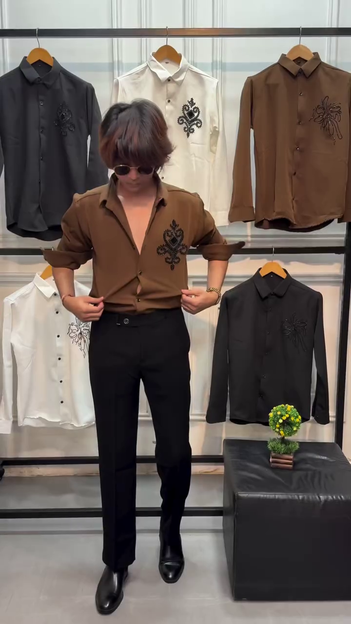 🌟 Regal Charm Embroidered Men’s Shirt – Premium Party & Occasion Wear 🌟