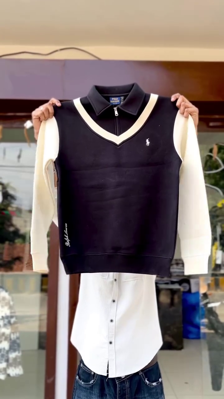 Elite Polo-Neck Layered Sweater Vest for Men | Premium Winter Essential