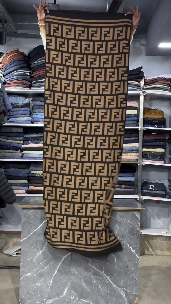 Luxury Monogram Soft Stole – Elegant Pink Designer Wrap