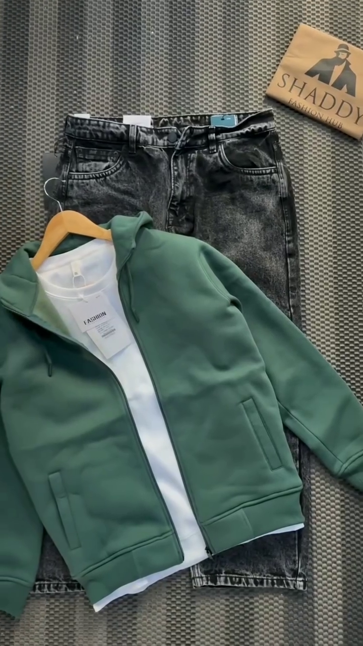 Edge Zip-Up Hoodie & Denim Combo