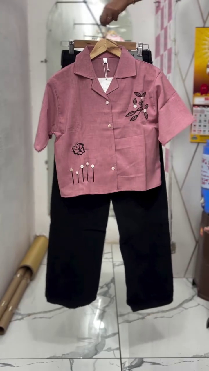 Plum Bloom Embroidered Co-Ord Set 🌸