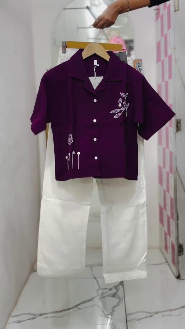 Plum Bloom Embroidered Co-Ord Set 🌸