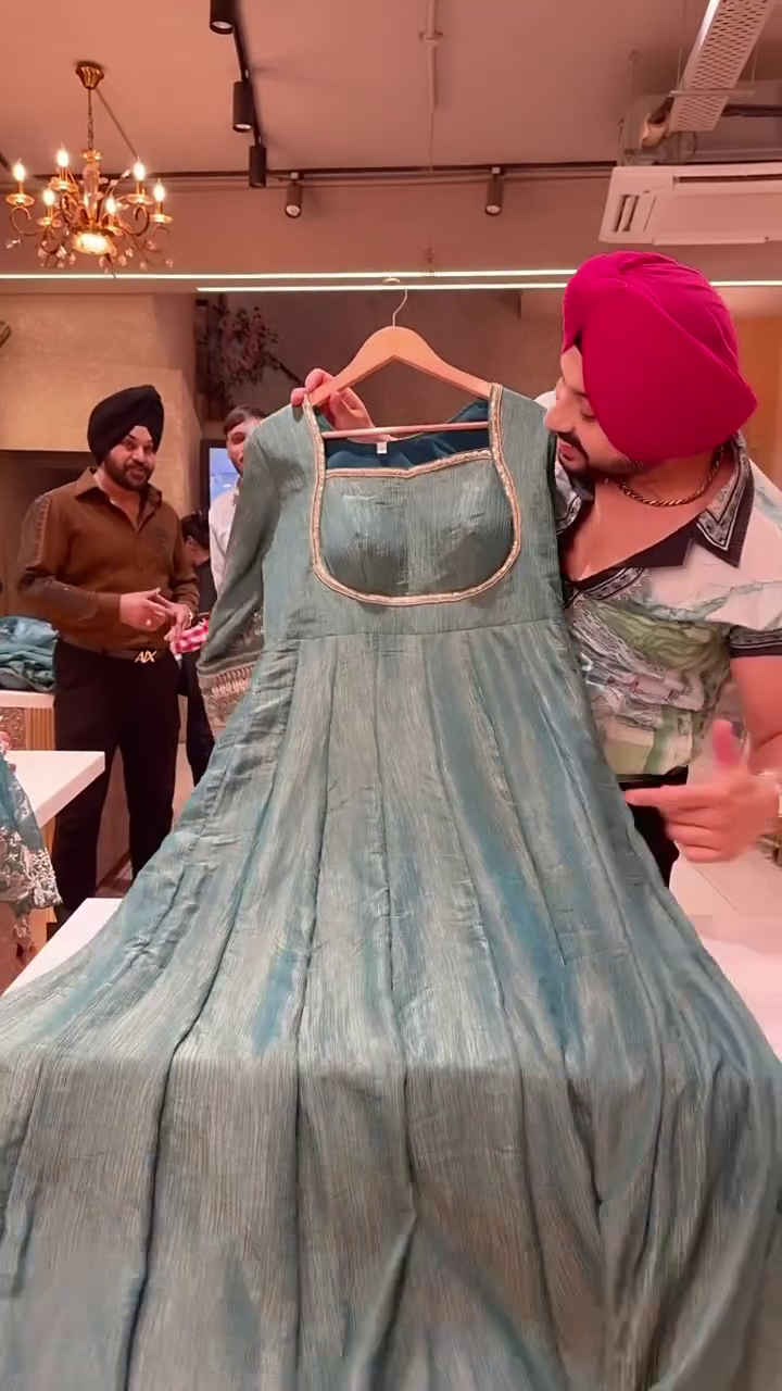 Elegant Teal Embroidered Anarkali Dress with Intricate Floral Work