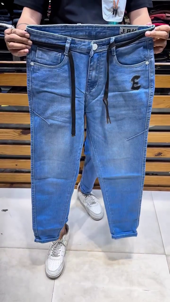 Light Blue Slim-Fit Casual Jeans with Minimal Modern Detailing