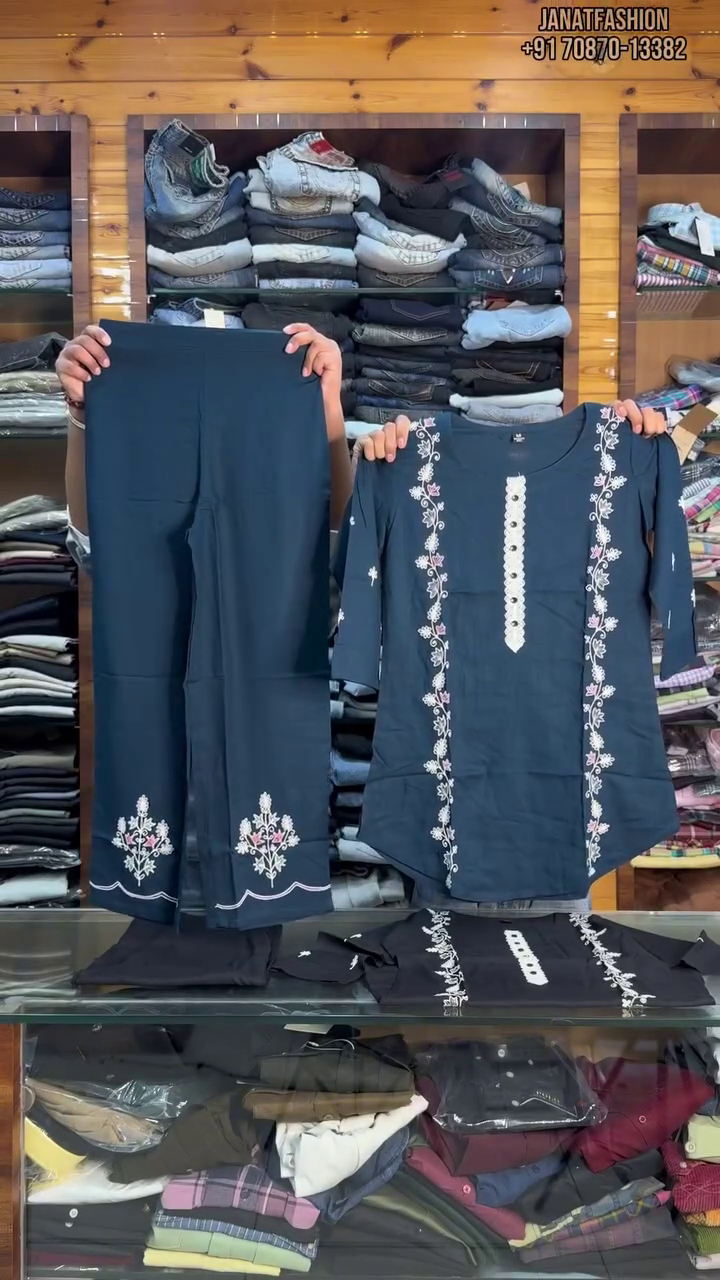 Black Embroidered Kurti with Matching Pants