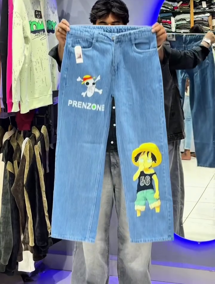 Grey Graphic Printed Denim Jeans