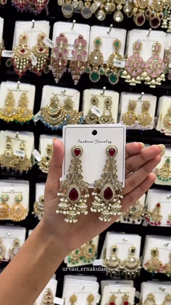 Red Stone Traditional Earrings