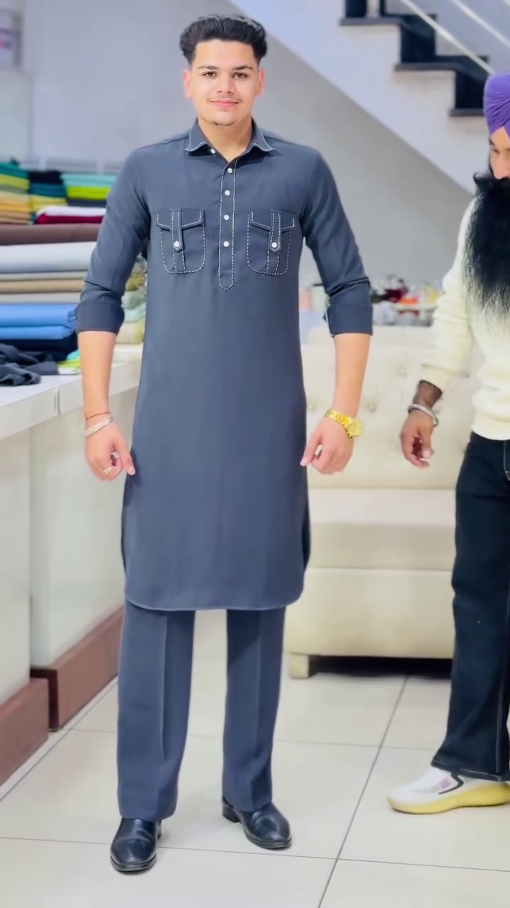 Modern Grey Kurta Pajama