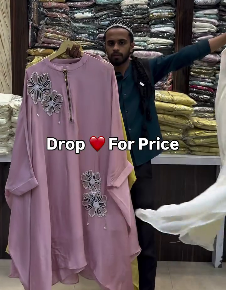 Elegant Pink Embroidered Kaftan for Women