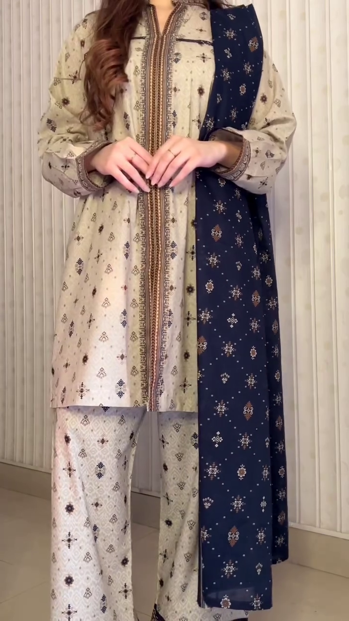 Elegant Printed 3-Piece Suit for Women