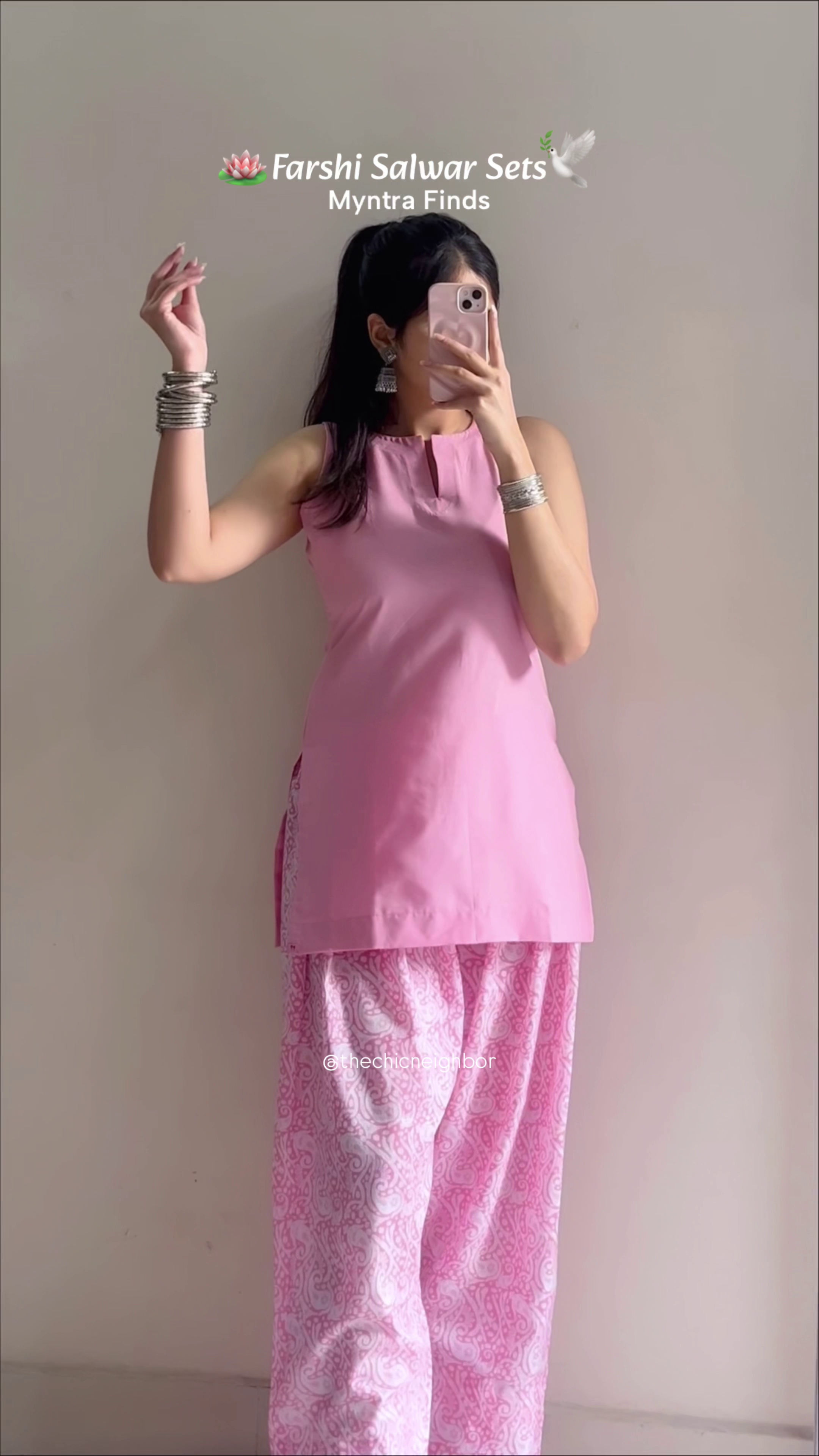 Elegant Pink Farshi Salwar Set for Women