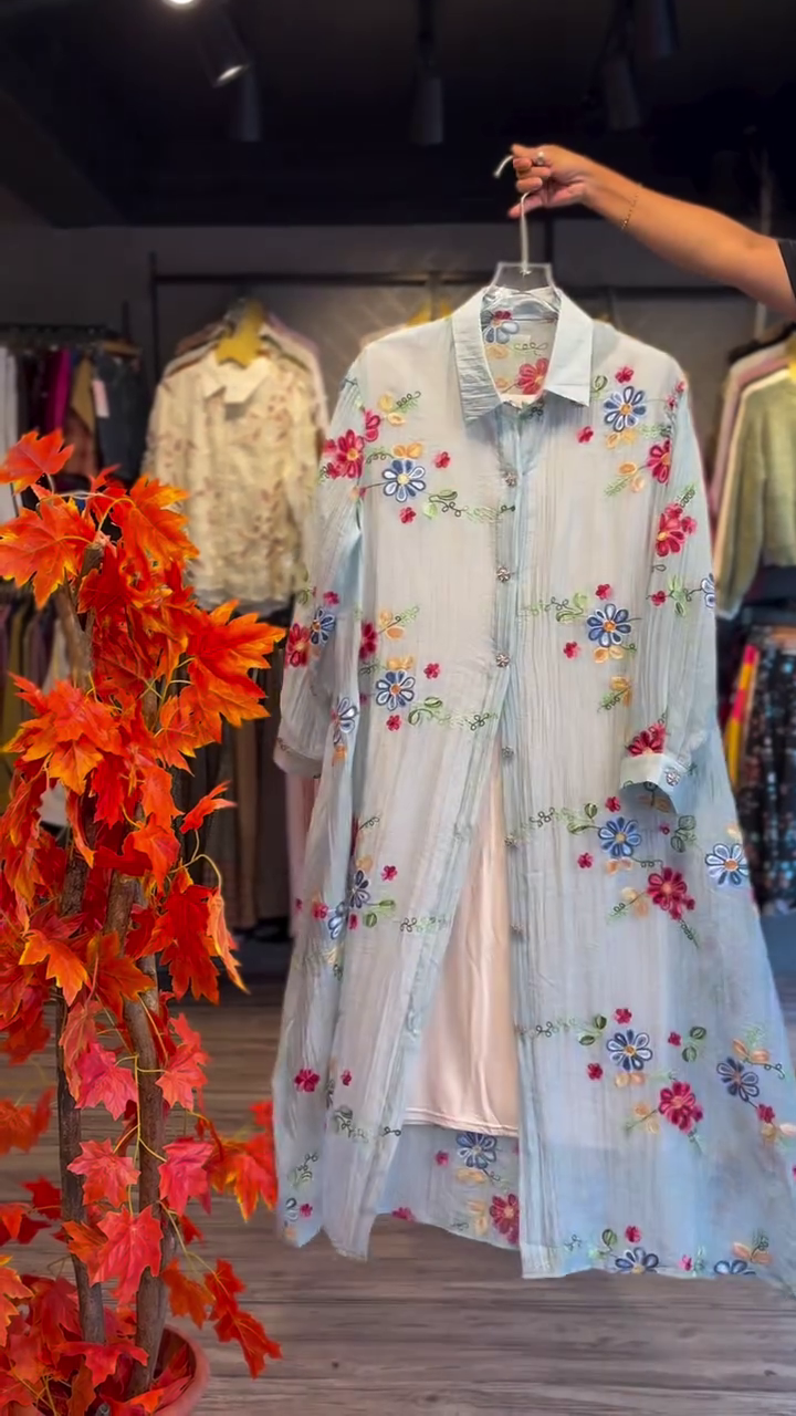 Elegant Floral Embroidered Shirt Kurta for Women