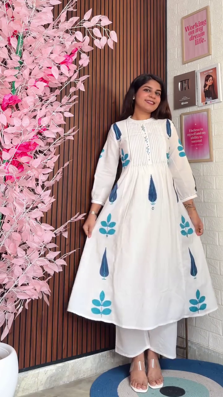 Cream Embroidered Kurta Set