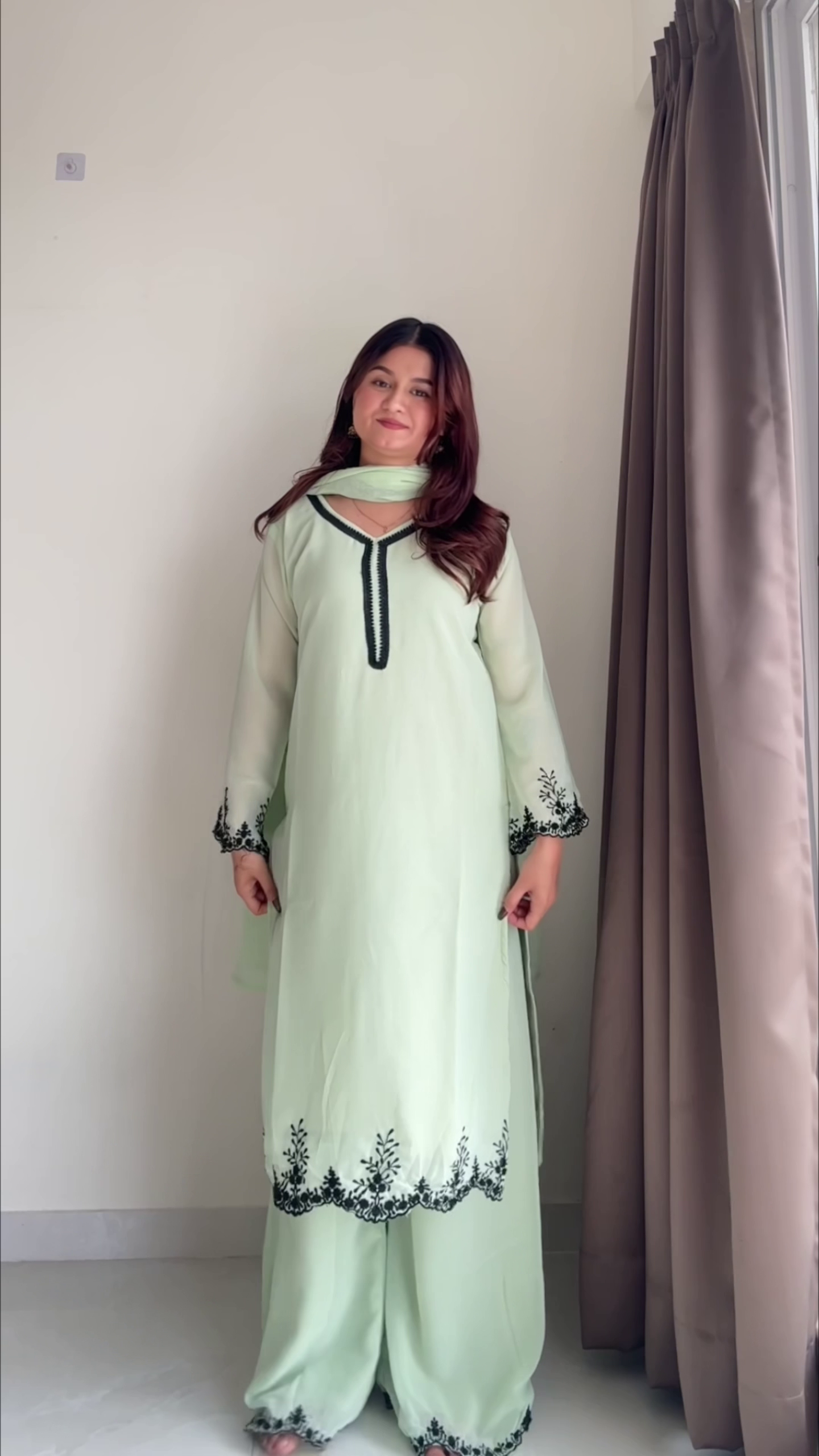 Elegant Black Embroidered Ethnic Suit with Lavender Accents