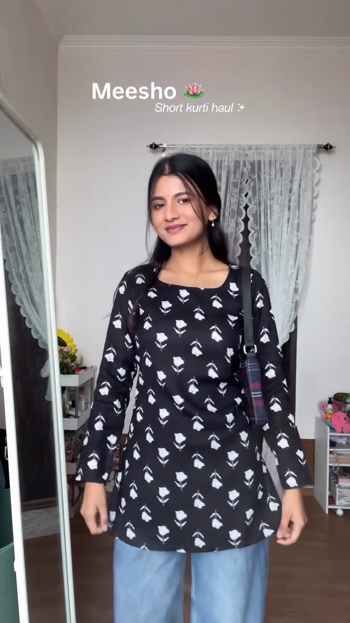 Stylish Black Printed Short Kurti