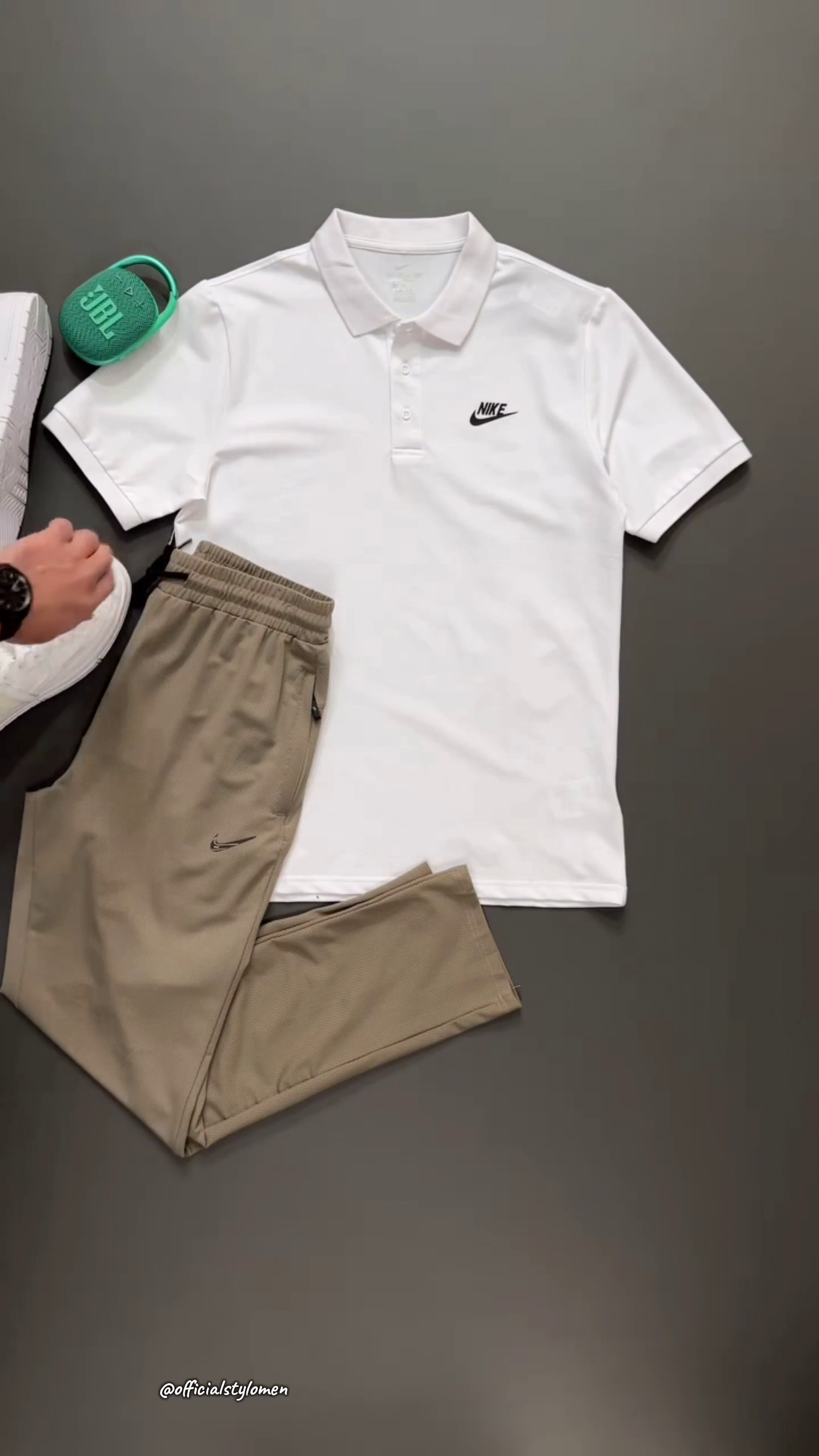 White Polo T-Shirt with Jogger Pants Set