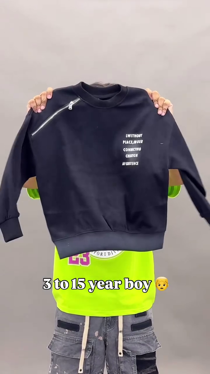 Boys Black Streetwear Sweatshirt