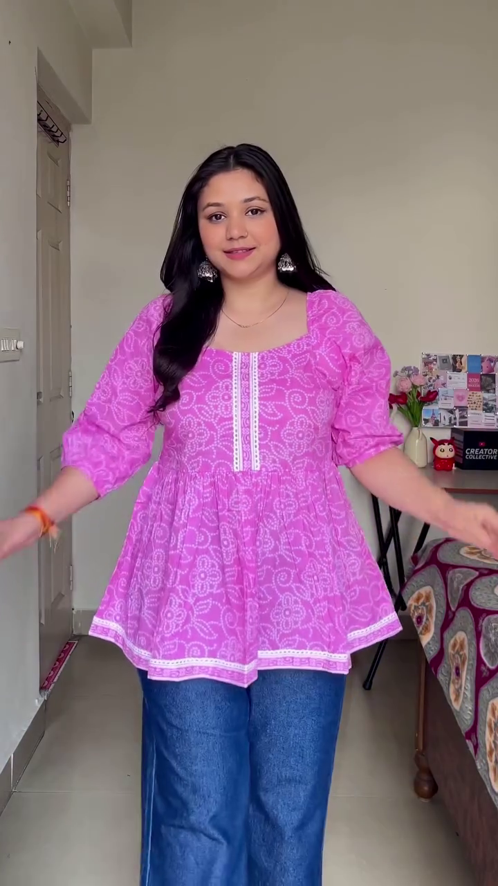 Pink  Floral Peplum Top