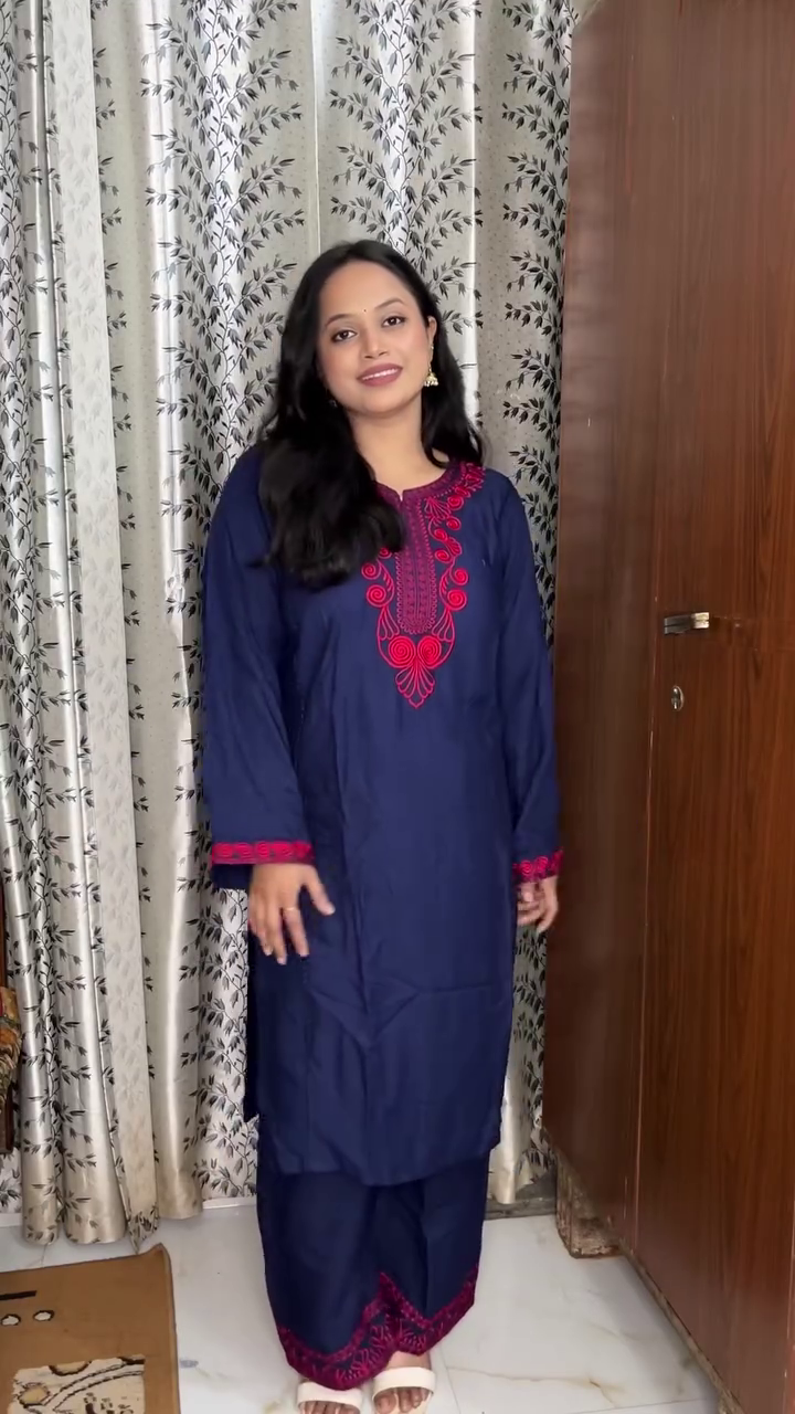 Classic Red Kurta with Printed Pants