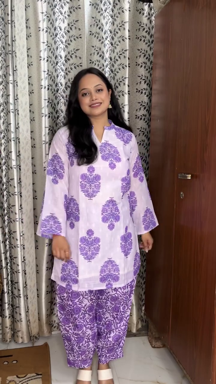 Classic Red Kurta with Printed Pants