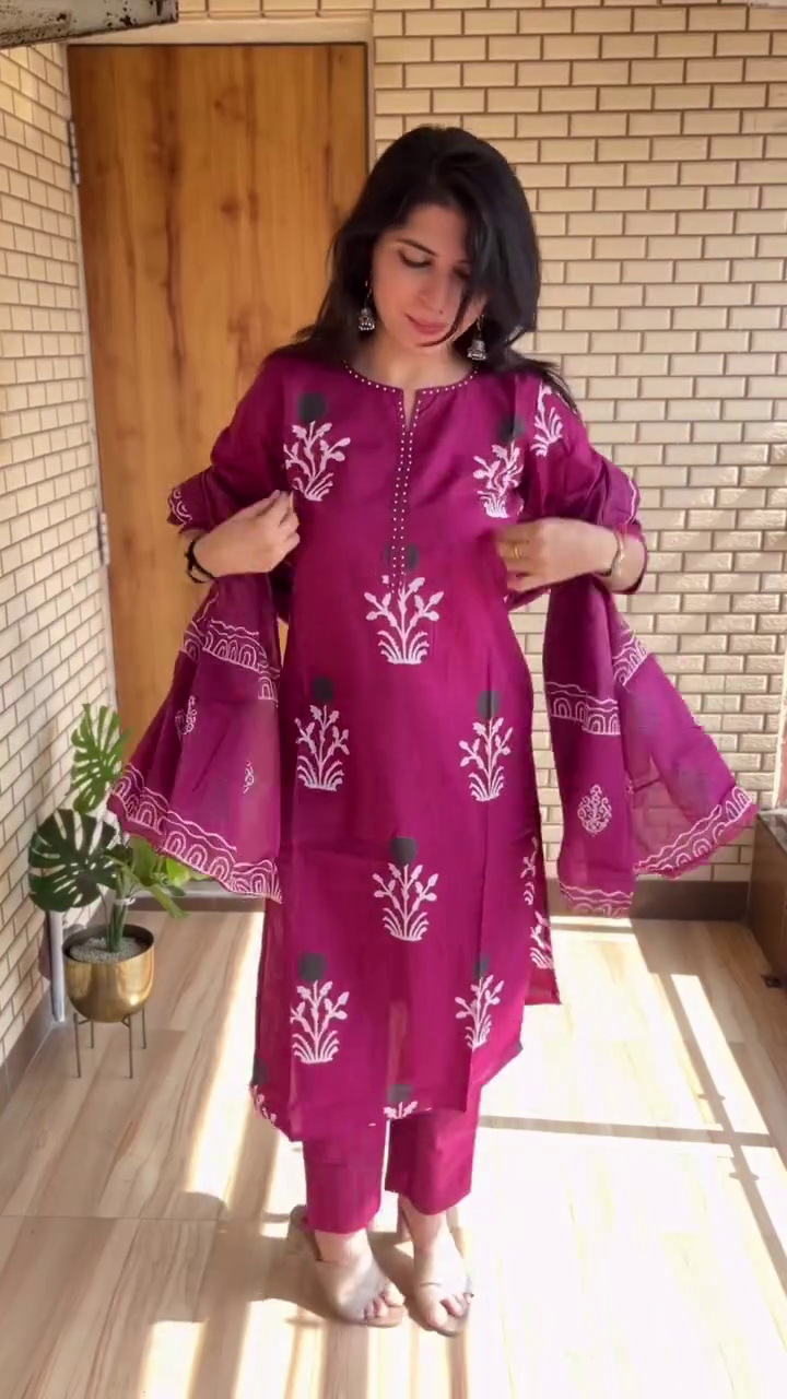 Maroon Ethnic Suit with Dupatta