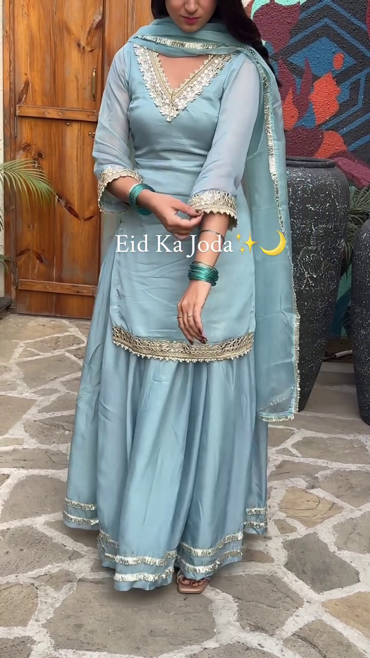 Powder Blue Sharara Suit
