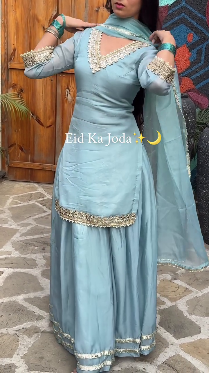 Powder Blue Sharara Suit