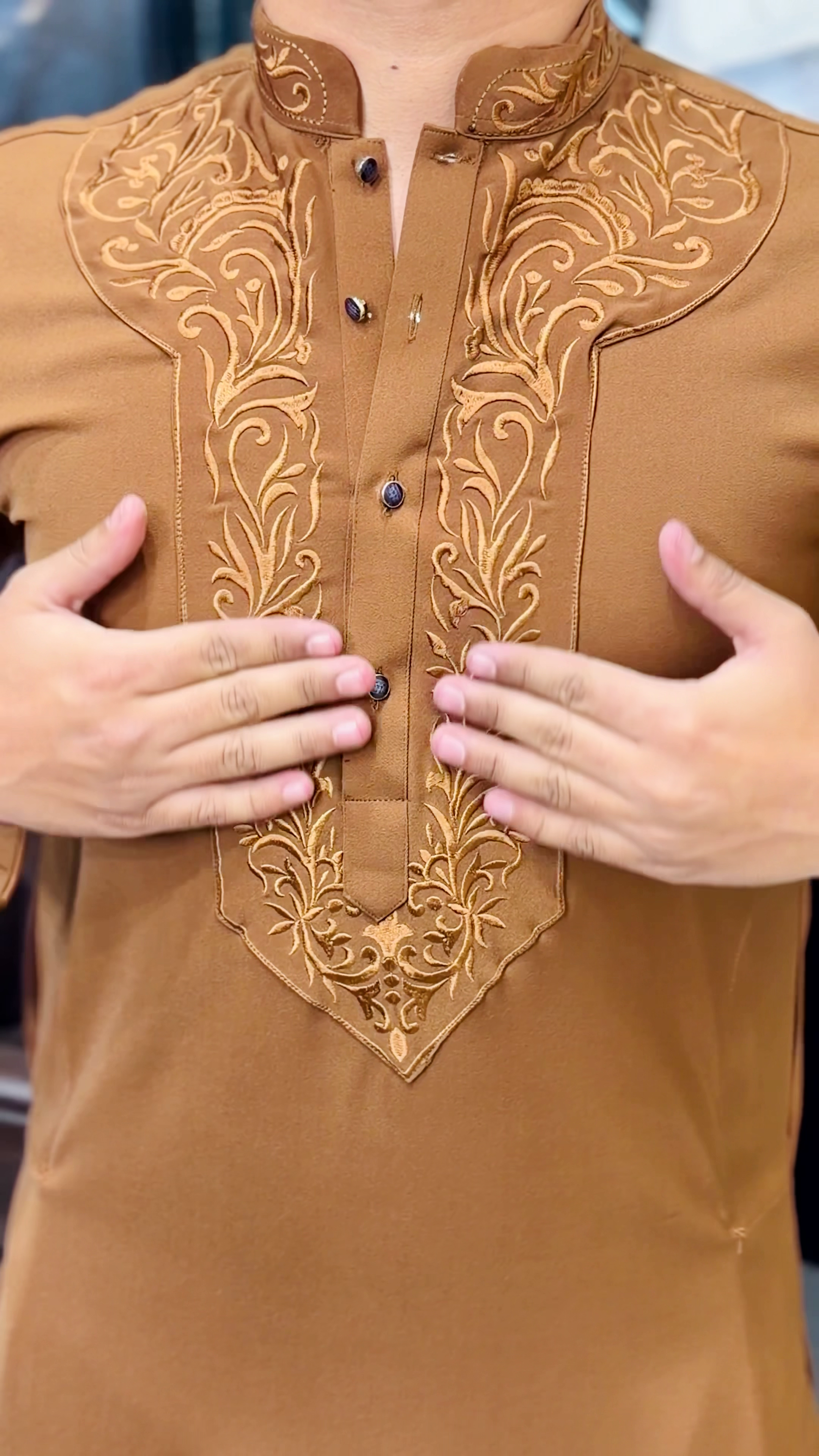 Mustard Embroidered Men’s Kurta