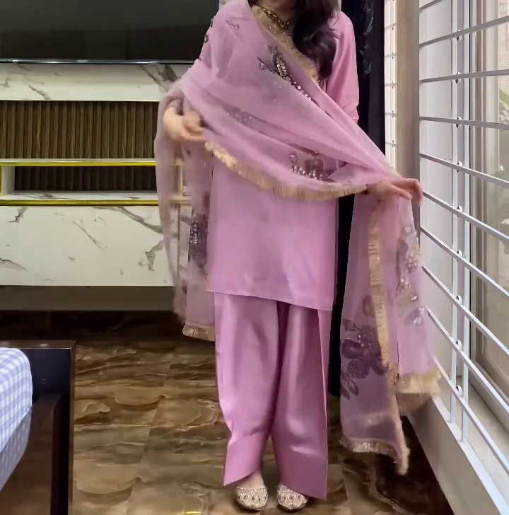 Blush Pink Embroidered Sharara Suit