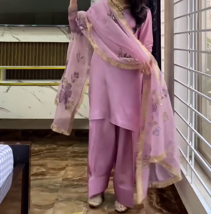Blush Pink Embroidered Sharara Suit