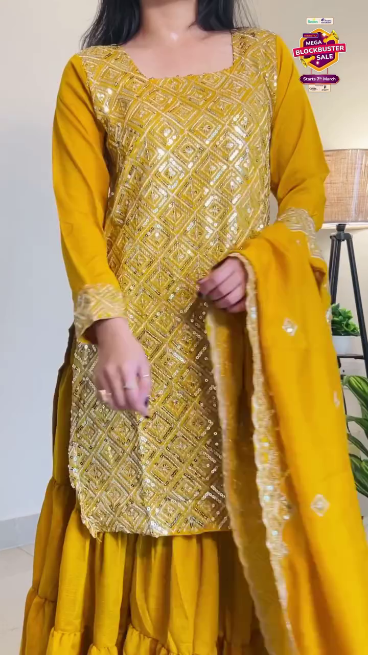 Sky Blue Embroidered Sharara Suit