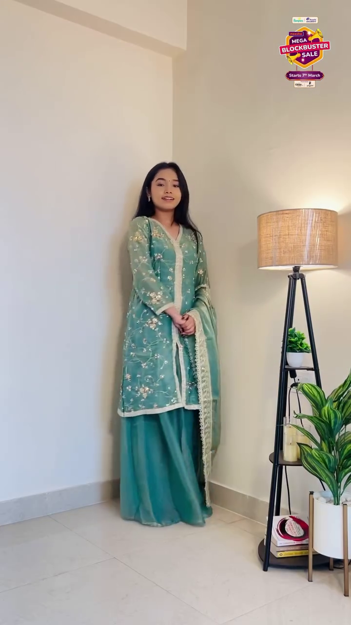 Sky Blue Embroidered Sharara Suit