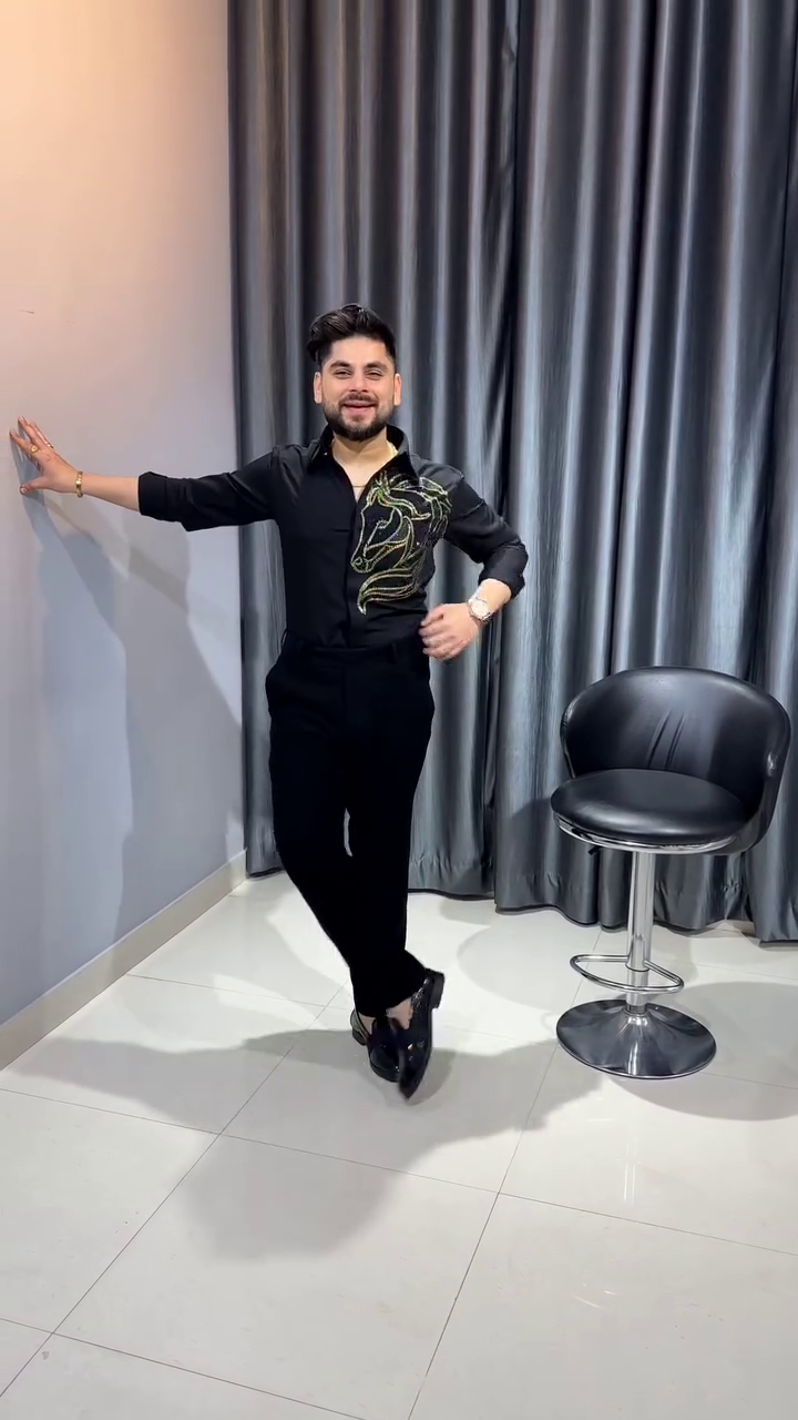 Premium Sequin Lion Design Statement Shirt