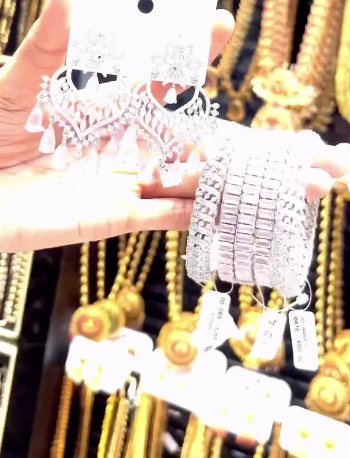 Mint Stone Jewelry Set (Earrings & Bangles)