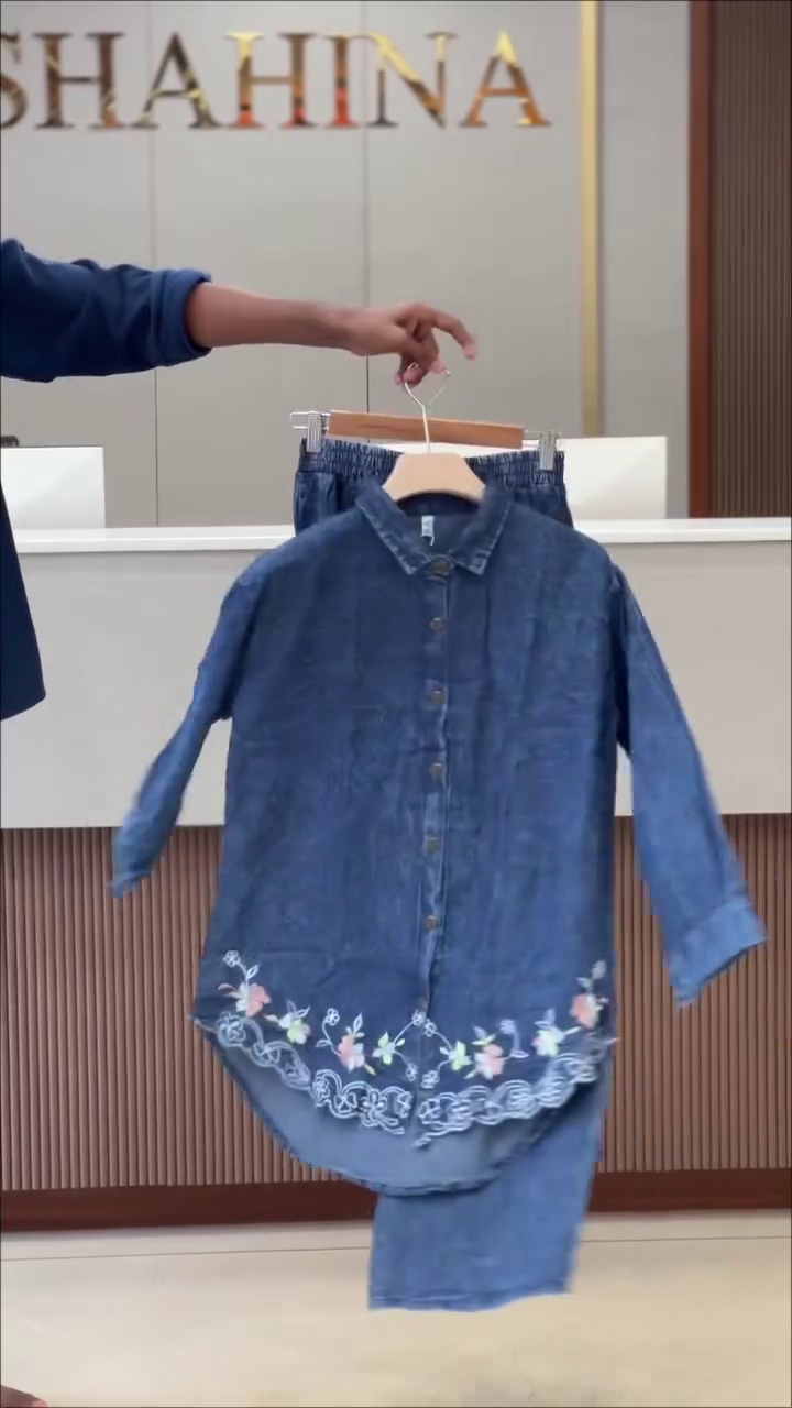 Floral Embroidered Denim Co-Ord Set