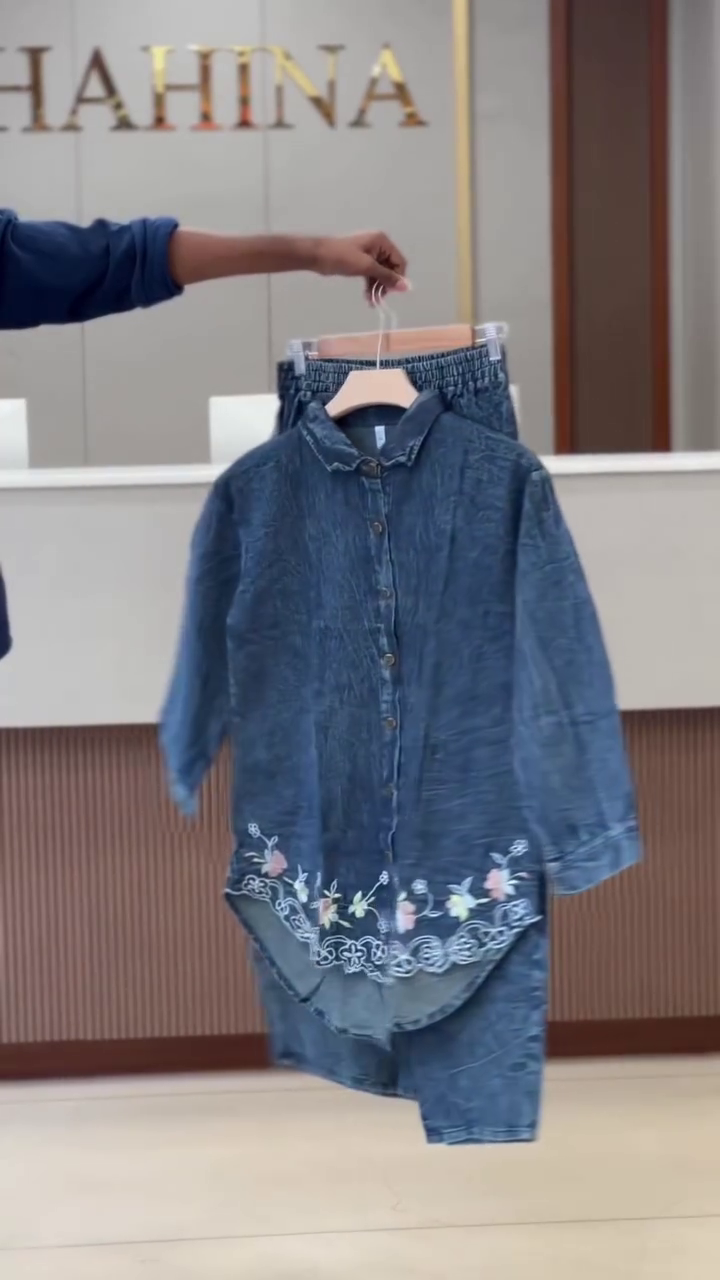 Floral Embroidered Denim Co-Ord Set