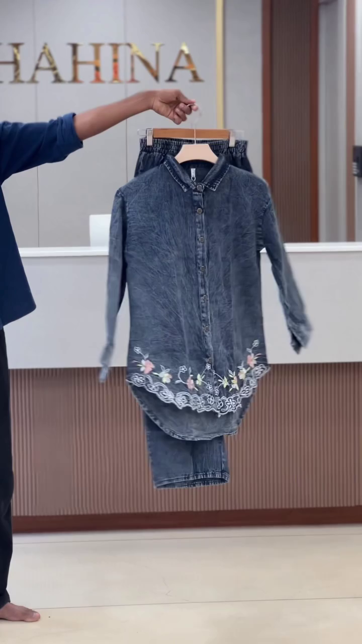 Floral Embroidered Denim Co-Ord Set