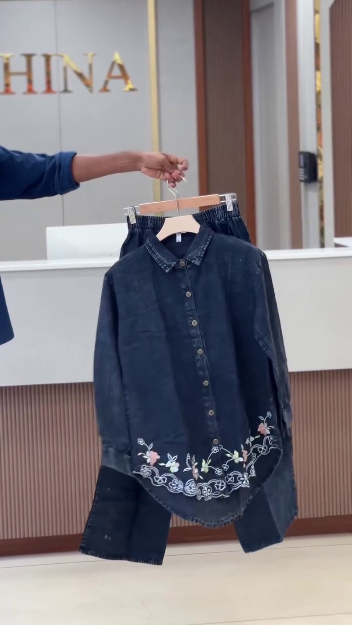 Floral Embroidered Denim Co-Ord Set