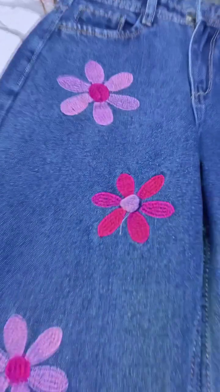 Daisy Bloom Light Blue Wide-Leg Denim Jeans