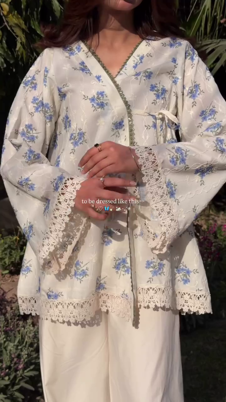 Ivory Floral Wrap Kurta