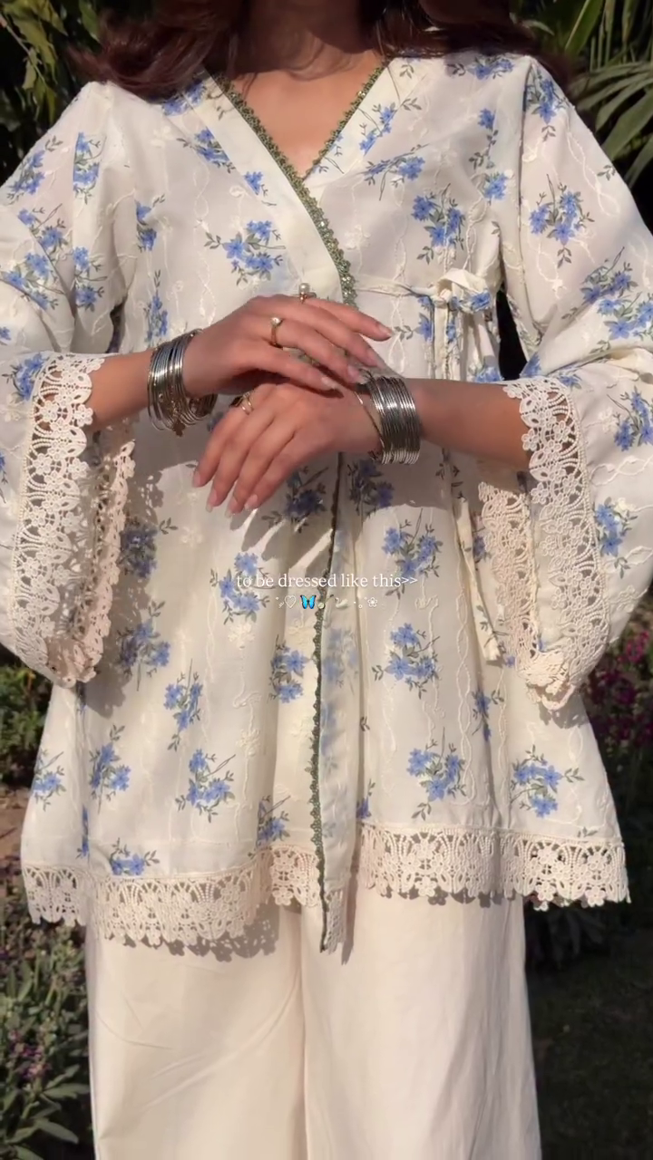 Ivory Floral Wrap Kurta