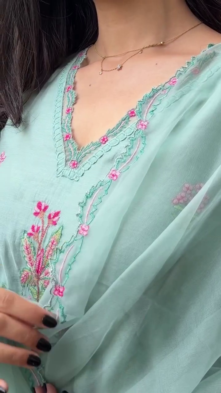 Mint Green Embroidered Kurta Set
