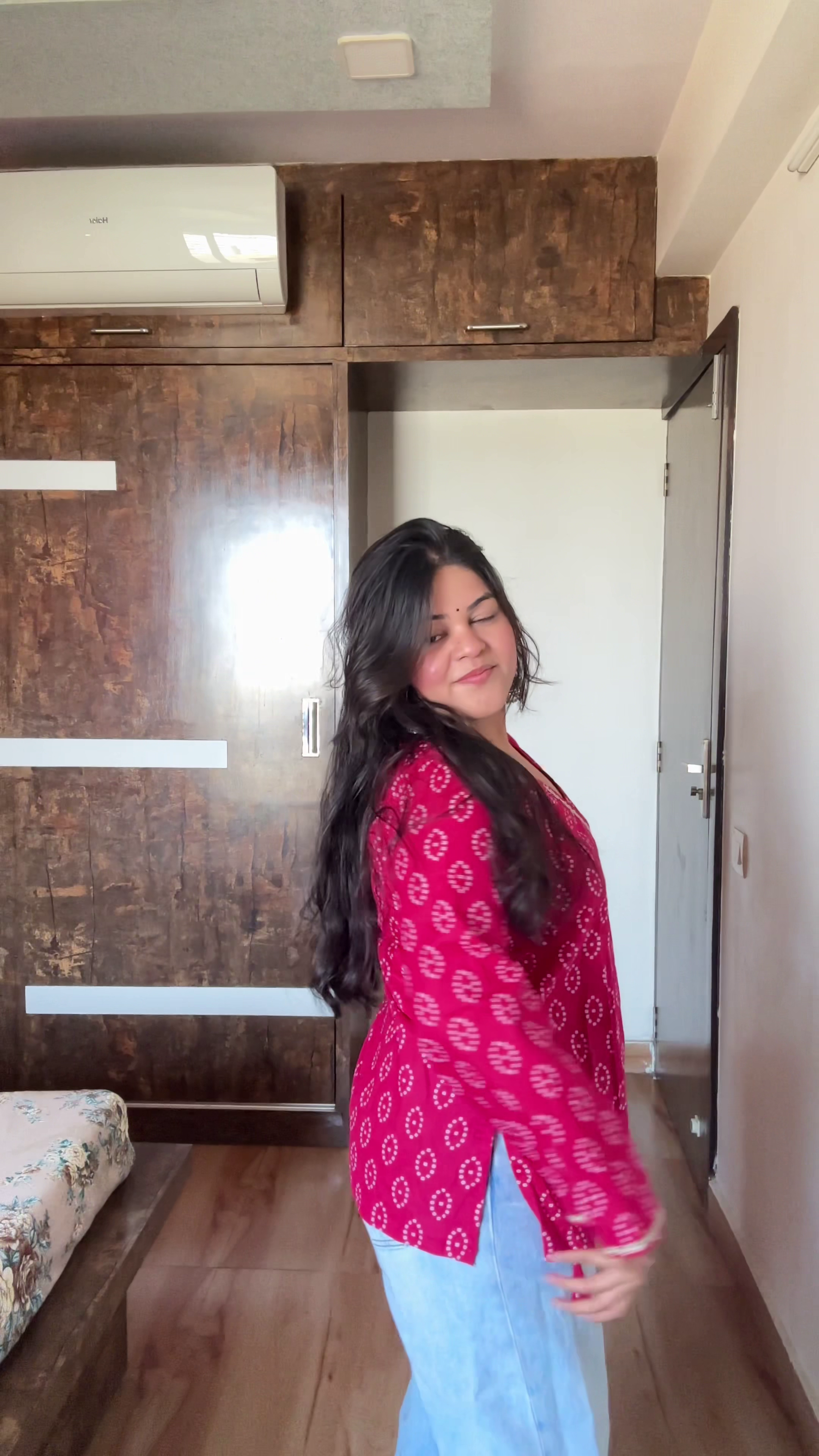 Bright Pink Printed Kurta