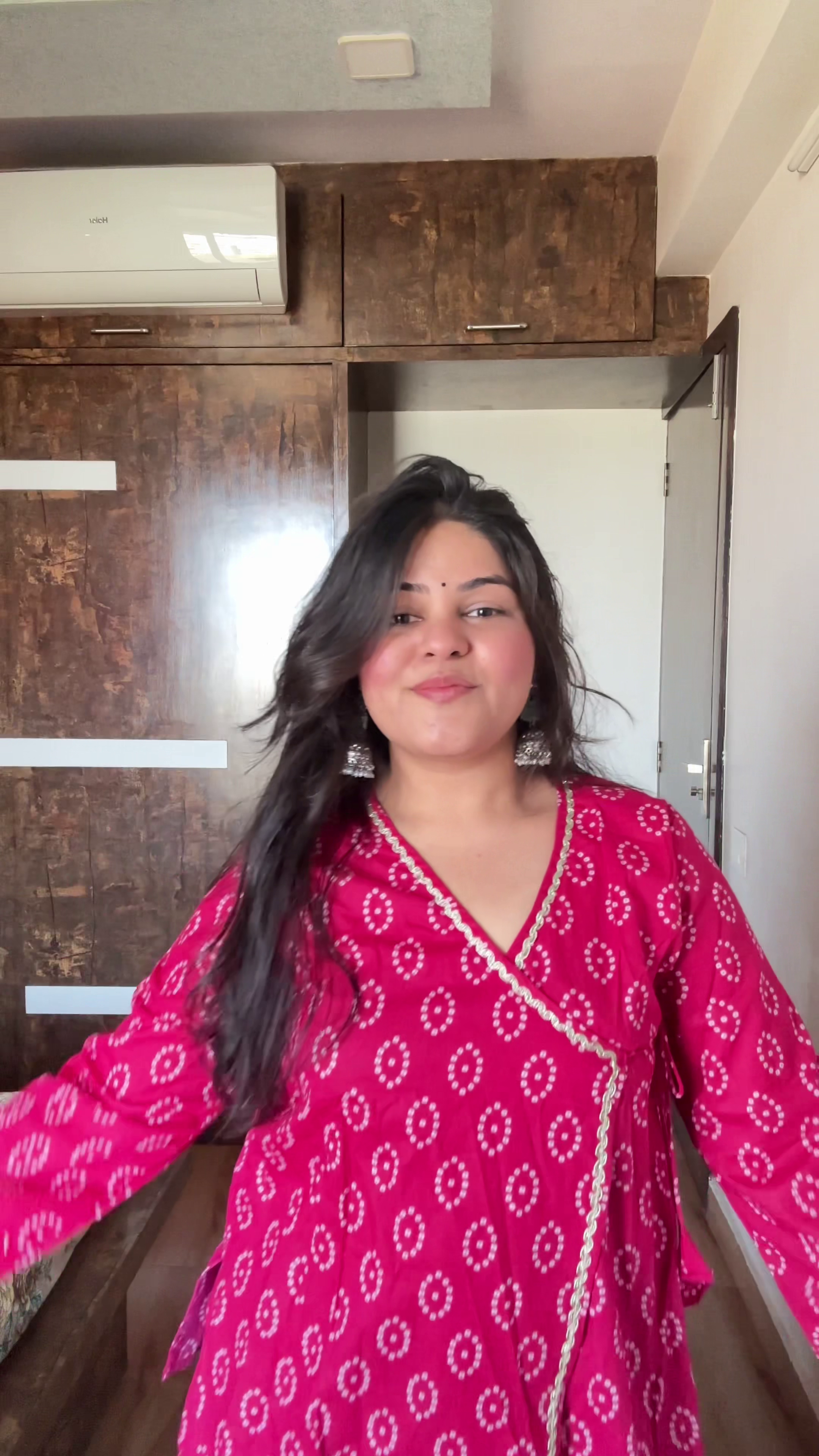 Bright Pink Printed Kurta