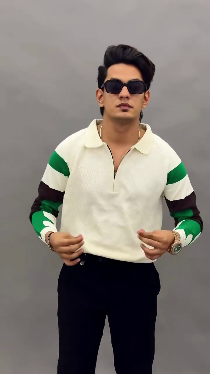 Black & Orange Zip Polo Sweatshirt