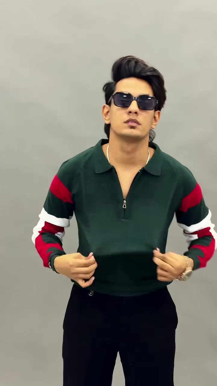 Black & Orange Zip Polo Sweatshirt